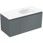 MEXEN/S - Rivel koupelnová skříňka 100 cm s umyvadlem Vela pravá, 1S, 1D, reliéf, grafit/bílá mat 91A23-10047-3-BBFF66-W23P01