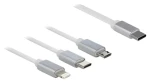 Delock 3v1 bílá / Nabíjecí kabel / USB-C - Lightning/Micro USB / Smotávací / 0,98 m (85844)