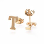 Sada přívěsku a náušnic z nerezové oceli - písmeno - zlatá - 20 ~ 23 mm x 13 ~ 19 mm - 1 ks Písmena: E