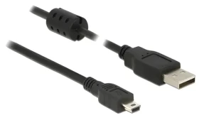 Delock USB-A - Mini-USB B 1,5 m černá / Kabel / USB 2.0 / pozlacené konektory (84913)