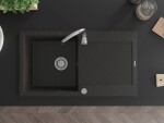 MEXEN - Leo granitový dřez 1 s odkapávačem 900x500 mm, černá / zlatá kovová 6501901010-75
