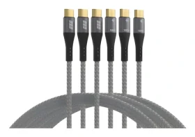 EFB Kabelset USB-C - USB-C černá, šedá / Nabíjecí kabel / 100W PD 3.0 / 5A E-Marker / 3x 0,5+1+2m (USB-CC-00007)