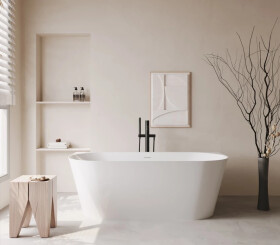 Erga Norah Slim, volně stojící vana ke stěně 170x70 cm + odtoková zátka, bílá lesklá, ERG-NORAH-SLIM-170070-WH-WH