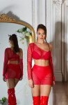 Sexy Koucla 2Piece Set / síťová sukně a top red Einheitsgroesse