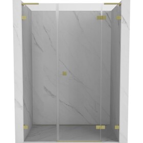 MEXEN/S - Lunar L sprchové dveře křídlové pravé 150, transparent, zlatá kartáčovaná 834SL-150-050-55-00-P