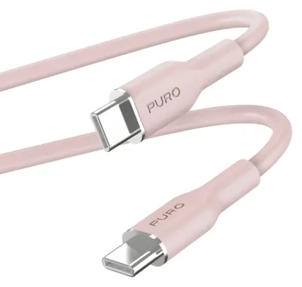Puro Soft růžová / Datový kabel USB-C na USB-C / 60W / 1,5m (PUUSBCUSBCICONROSE)