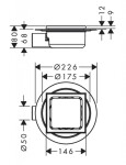 HANSGROHE - RainDrain Spot Podlahová vpusť s roštem 15x15 cm, kartáčovaná nerez 56055800