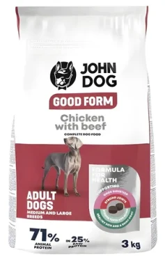 John Dog Good Form Medium Large 3 kg / Granule pro psy / kuřecí s hovězím / dospělá střední a velká plemena