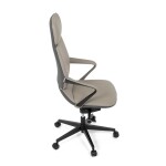 Kancelářské křeslo, šedá ekokůže, houpací mechanismus s aretací ve 4 polohách, kovový kříž, kolečka pro tvrdé povrchy
