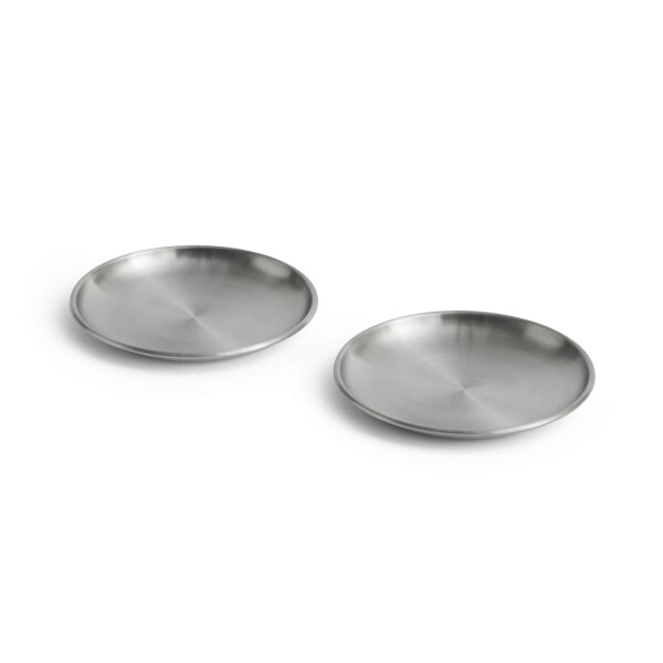 HAY Talíř Outdoor Market Steel Ø 13,5 cm – set 2 ks, stříbrná barva