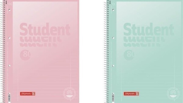 Brunnen student blok pastel A4 - linka, 80 listů, růžový/zelený