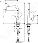 HANSGROHE - Metris Select Dřezová baterie s výsuvnou koncovkou, chrom 14857000