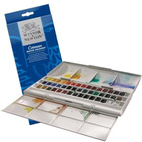 Winsor & Newton, WN0390471, Cotman Water Colours, umělecké akvarelové barvy, 45 barev v půlpánvičkách