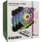 Inter-Tech ARGUS RS-14 černá / Ventilátor / 140 mm / 3 ks / RGB / 1200 RPM / 22 dB / 4-pin PWM (88885536)