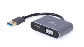 Gembird adaptér USB-A (M) na VGA + HDMI (F) 0.15m (A-USB3-HDMIVGA-01)