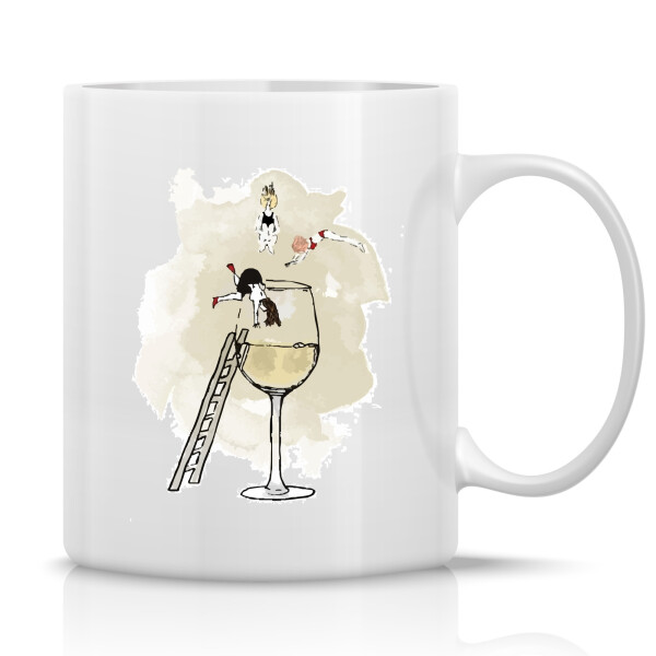 SKOK DO VÍNA - klasický bílý keramický hrníček 300 ml