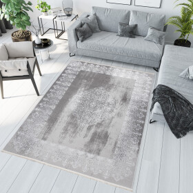 DumDekorace DumDekorace Moderní koberec šedé barvě orientálním vzorem bílé barvě