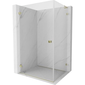 MEXEN/S - Lunar-B L sprchový kout dveře křídlové levá 90 x 80, transparent, zlato 832L-090-080-50-00-L