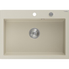 MEXEN - Elix granitový dřez 1-miska 700 x 500 mm, béžový, sifon chrom 6526701005-69
