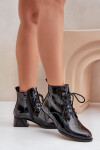 Kožené Lakované Botky Na Bloku Zateplené D&A JC42-53 Černé 36