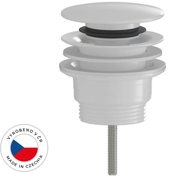 CERANO Umyvadlová výpusť - 5/4“ click-clack - univerzální - plast - bílá lesklá