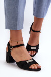 Dámské sandály z ekologického semiše na podpatku s ozdobami černé Narhi 38