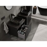 MEXEN/S - Rivel koupelnová skříňka pod umyvadlo 60 cm s deskou, 1 šuplík, reliéf , černá mat 91A20-06047-1-BFC71