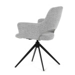 Židle jídelní, šedá látka, 360° vratný mechanismus, černý kov