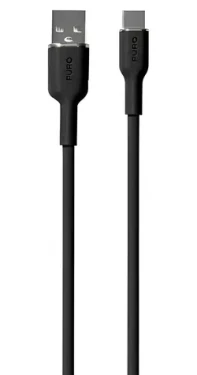 Puro Soft Silicone Cable černá / Datový kabel / USB-A / USB-C / 1.5m (PUUSBCICONBLK)