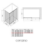 CERANO - Sprchový kout Lantono - pravá - 8 mm - Soft-Close - chrom, mléčné sklo - 130x100 - posuvný CER-665557