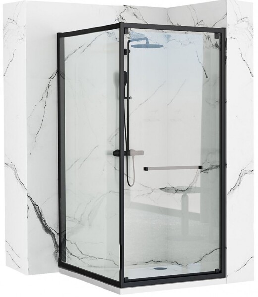 REA/S - Sprchový kout Space In ČERNÝ 80x100 Se sprchovou vaničkou Savoy black KPL-K0882