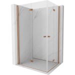 MEXEN/S - Mist-F Duo sprchový kout skládací dveře levá 85 x 75, transparent, měď kartáčovaná 8A6-085L-075P-65-00