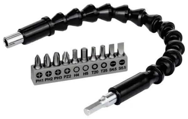 BOSCH Sada bitů s flexibilním nástavcem 11 ks / Sada bitů / Magnetický úchyt / Délka 300 mm / Stopka 1/4" (2608522377)
