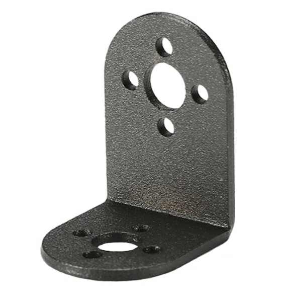 Hliníkový držák servomotoru L – černý, 35×27 mm (pro MG995/MG996)