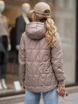Dámská prošívaná přechodová bunda s kapucí, béžová, FashionStreet TY5783 XL