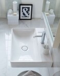 DURAVIT - DuraSquare Umyvadlo 60x47 cm, bez přepadu, s otvorem pro baterii, DuraCeram, WonderGliss, bílá 23536000411