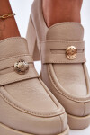 Kůže Dámské Polobotky Na Sloupku Bežové Dunadia 39
