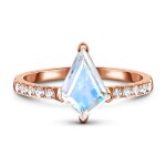 Royal Fashion prsten 14k zlato Vermeil GU-DR14610R-ROSEGOLD-MOONSTONE-ZIRCON Velikost: 8 (EU: 57-58)