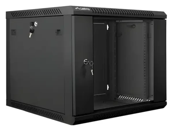 Lanberg WF01-6609-10B černá / Nástěnný rozváděč / 19" / 9U / 600×600 mm / skleněné dveře (WF01-6609-10B)