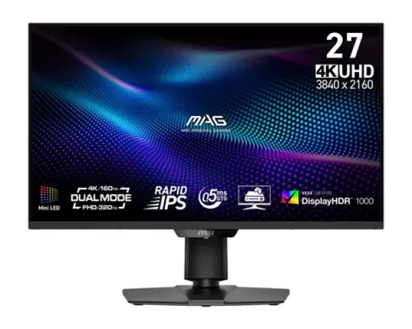 27" MSI MAG 274UPDFDE E16M černá / UHD / IPS / 16:9 / 0.5ms / 1000:1 / 400cd-m2 / HDMI+DP / VESA (9S6-3CF09H-012)