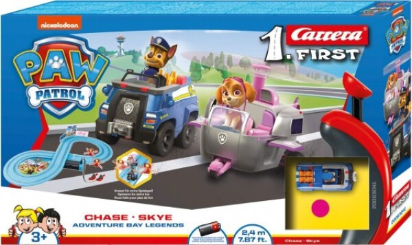 Autodráha Carrera First Paw Patrol/Tlapková Patrola 2,4m plast +2 auta na bat. v krabici 50x30x7cm