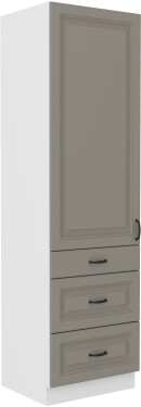 Vysoká potravinová skříňka Stilo 60 DKS-210 3S 1F - Premium Box Barva korpusu: Bílá, Barva dvířek: Clay Grey