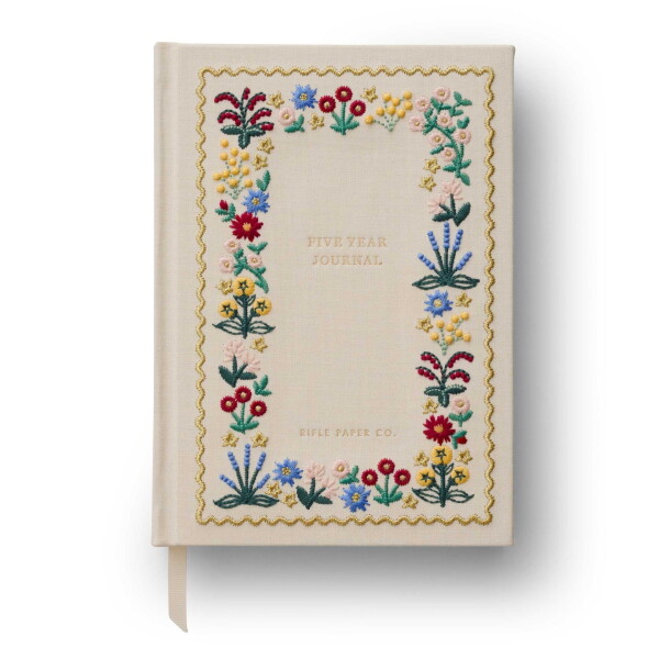 Rifle Paper Co. Pětiletý diář Wildwood, černá barva, krémová barva, papír, textil