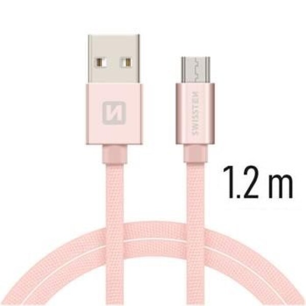 Swissten 71522205 USB 2.0, zástrčka A - zástrčka micro B, opletený, 1,2m, růžovo-zlatý