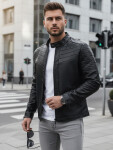 Pánská kožená bunda TX4243 černá - FashionStreet L