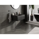 MEXEN/S - Rivel koupelnová skříňka 70 cm s umyvadlem Otis, 1 šuplík, reliéf , černá mat 91A20-07023-1-BF71-W18M71