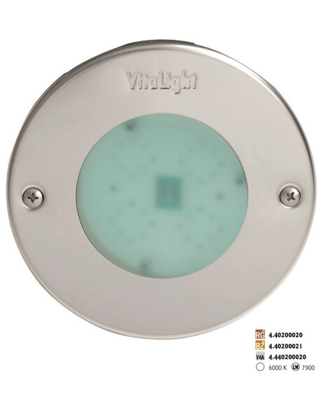 LED Světlo Hugo Lahme - RGBW barevné; 24 V; 16 LED, Ø 146 mm, z nerezavějící oceli AISI-316L, pro fóliové a keramické bazény