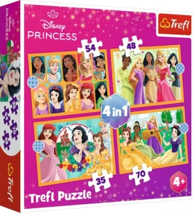 Trefl - Puzzle - Disney princezny: Pohádkové příběhy 4v1