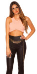 Sexy top KouCla Crop Top se zipem na zádech CAPPUCCINO S