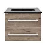 Koupelnová skříňka s černým umyvadlem SAT Cube Way 60x53x46 cm dub wellington mat CUBE46602DWMODC CUBE46602DWMODC
